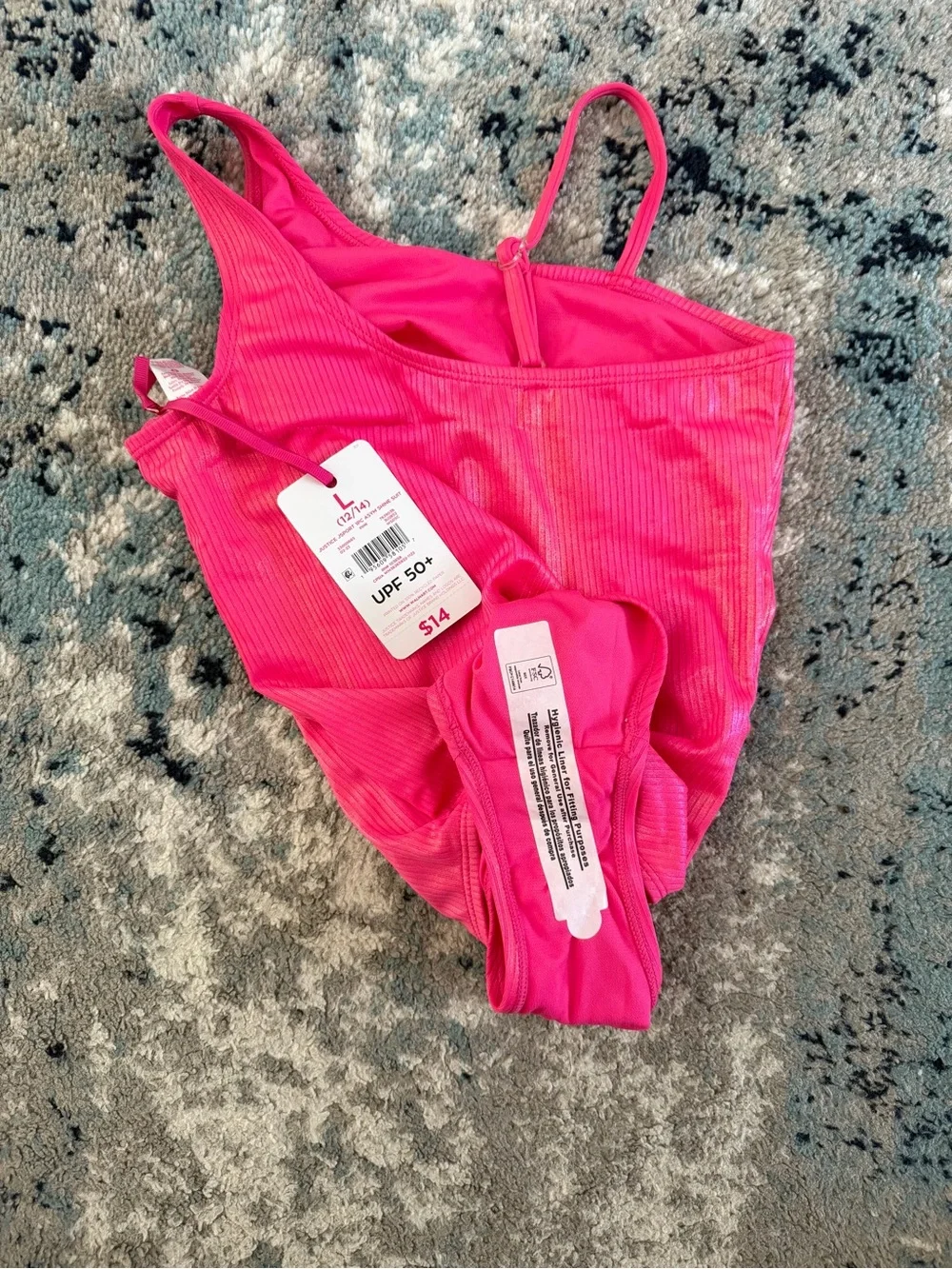NWT Justice Sport Girls' Hot Pink One-Piece Swimsuit -L 12/14